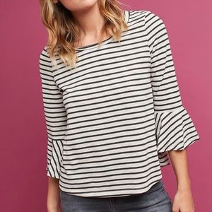 Anthropologie Deleta Ruffle Sleeves Top